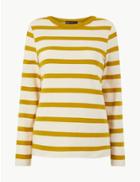 Marks & Spencer Pure Cotton Striped Regular Fit T-shirt Antique Brass