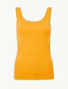 Marks & Spencer Pure Cotton Scoop Neck Regular Fit Vest Top Yellow
