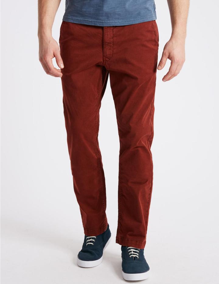 Marks & Spencer Slim Fit Cotton Rich Authentic Chinos Brick