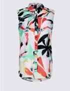 Marks & Spencer Linen Rich Floral Print Shirt Multi/pastel