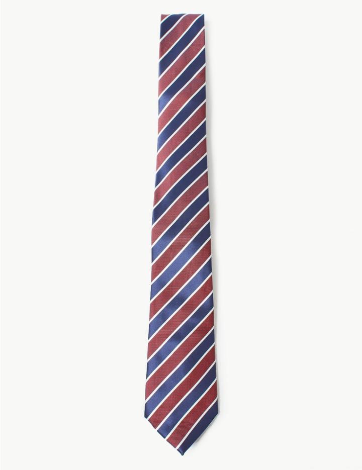 Marks & Spencer Striped Tie Burgundy Mix
