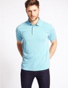 Marks & Spencer Slim Fit Modal Rich Textured Polo Shirt Aqua Mix