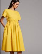 Marks & Spencer Pure Cotton Drawcord Swing Dress Yellow