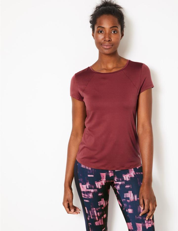Marks & Spencer Round Neck Short Sleeve Top Dark Pink