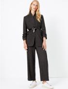 Marks & Spencer Herringbone Wide Leg High Waist Trousers