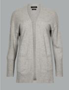 Marks & Spencer Pure Cashmere Ribbed Cardigan Silver Grey