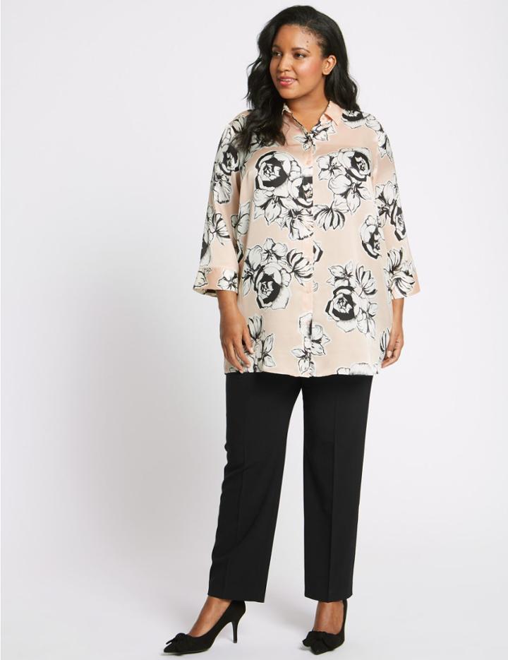 Marks & Spencer Curve Straight Leg Trousers Black