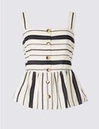 Marks & Spencer Cotton Rich Striped Square Neck Vest Top Multi