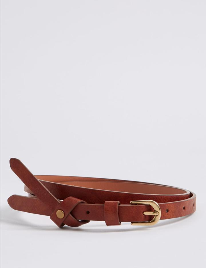 Marks & Spencer Faux Leather Knotted Skinny Jeans Hip Belt Tan