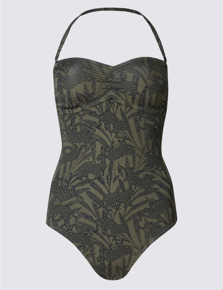 Marks & Spencer Secret Slimming&trade; Animal Print Swimsuit Khaki Mix