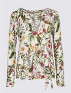 Marks & Spencer Floral Print Long Sleeve Sweatshirt White Mix
