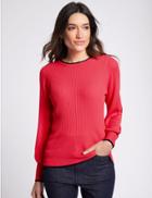 Marks & Spencer Ribbed Bubble Sleeve Round Neck Jumper Bright Red