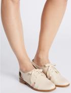 Marks & Spencer Block Heel Cut Out Brogue Shoes Ecru