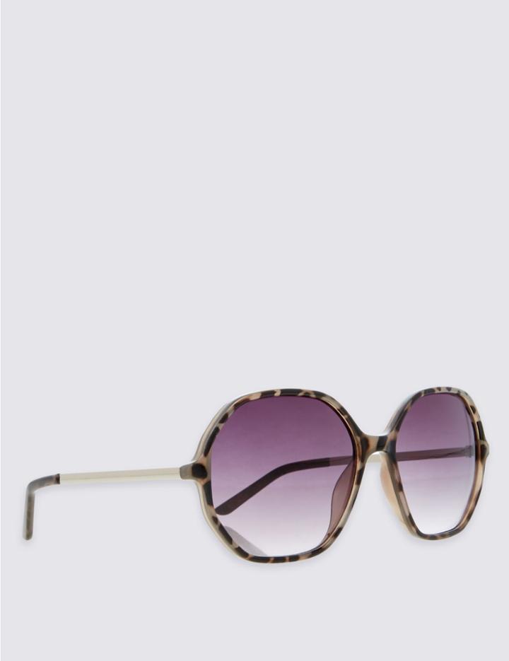 Marks & Spencer Hexagonal Frame Oversized Sunglasses Black Mix