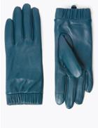 Marks & Spencer Touchscreen Leather Cuffed Gloves Teal