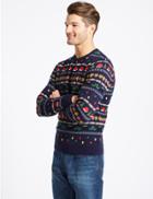 Marks & Spencer Elf And Flashing Lights Crew Neck Jumper Navy Mix