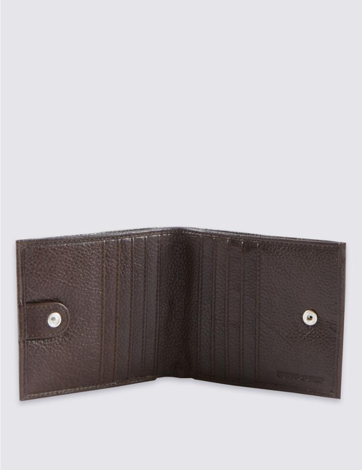 Marks & Spencer Leather Slim Popper Bi Fold Wallet With Cardsafe&trade; Brown