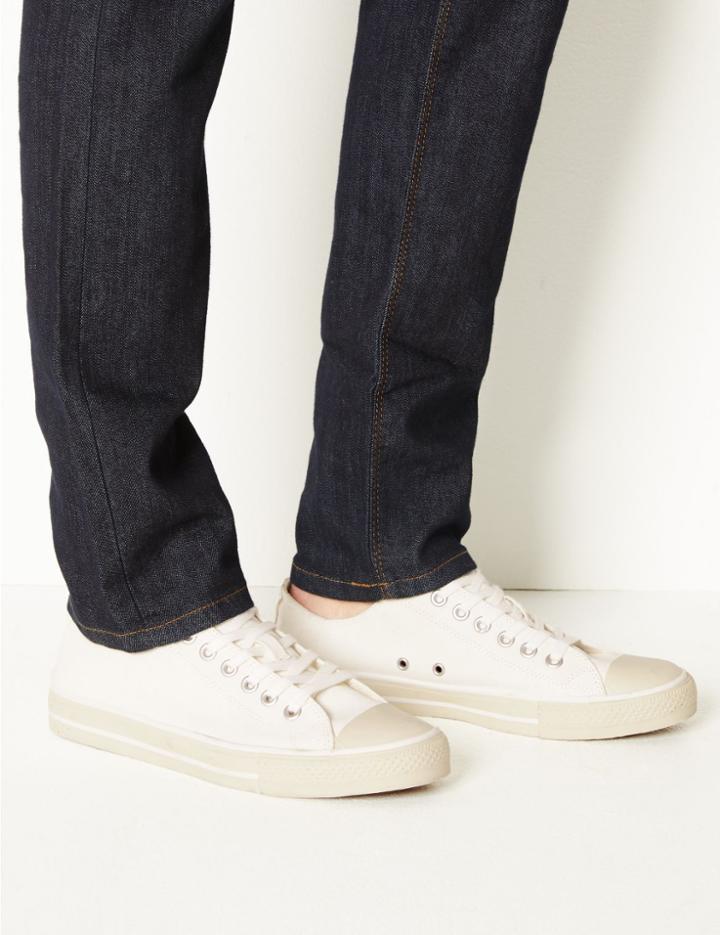 Marks & Spencer Canvas Lace-up Pump Shoes Ecru