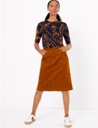 Marks & Spencer Cotton Rich A-line Skirt Copper
