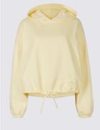 Marks & Spencer Cotton Rich Cropped Hoody Sweatshirt Yellow