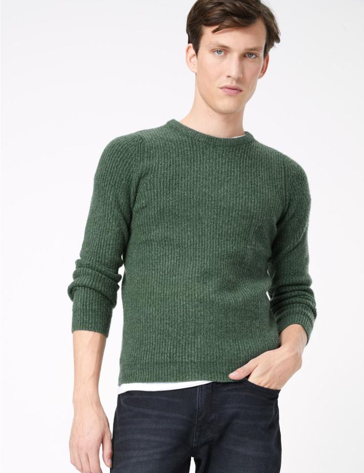 Marks & Spencer Supersoft Crew Neck Jumper Green