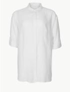 Marks & Spencer Curve Pure Linen 3/4 Sleeve Shirt White