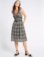 Marks & Spencer Floral Lace Sleeveless Skater Dress Black Mix