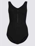 Marks & Spencer Secret Slimming&trade; Zip-up Swimsuit Black