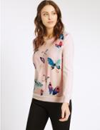 Marks & Spencer Butterfly Print Jumper Pink Mix