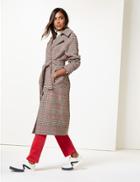 Marks & Spencer Checked Belted Coat Pink Mix