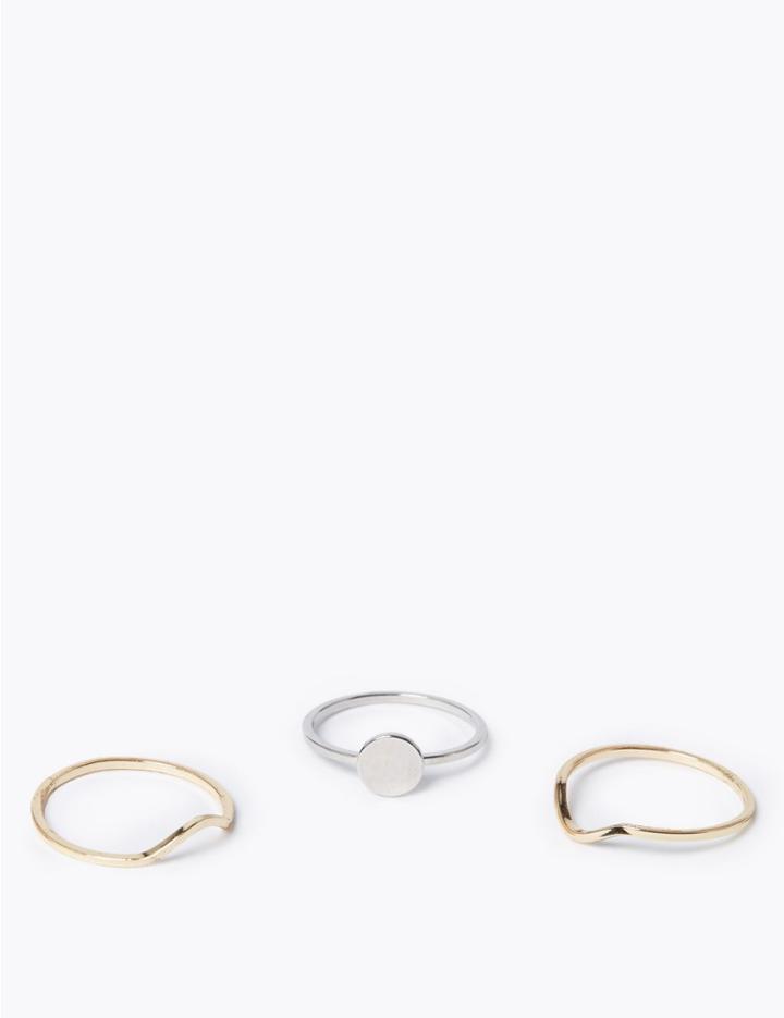 Marks & Spencer 3 Pack Shaped Stacked Rings Silver Mix