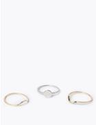 Marks & Spencer 3 Pack Shaped Stacked Rings Silver Mix