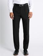 Marks & Spencer Regular Fit Single Pleated Trousers Black