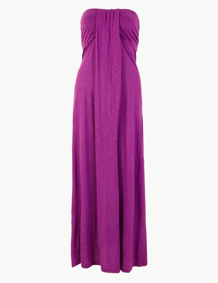 Marks & Spencer Jersey Shirred Fit & Flared Beach Dress Purple