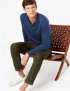 Marks & Spencer Pure Merino Wool Polo Shirt Indigo