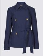 Marks & Spencer Double Breasted Trench Coat With Stormwear&trade; Navy