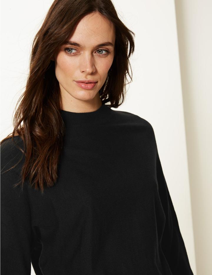 Marks & Spencer Round Neck Dolman Jumper Black