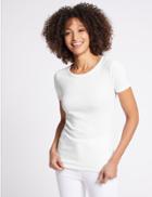 Marks & Spencer Cotton Rib Crew Neck T-shirt White