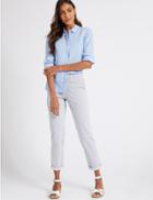 Marks & Spencer Cotton Rich Slim Fit Striped Chinos Blue/white