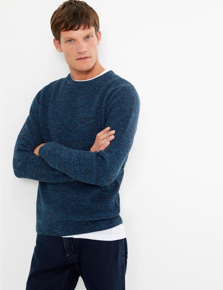 Marks & Spencer Cotton Textured Jumper Navy Mix