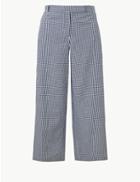 Marks & Spencer Pure Cotton Checked Cropped Culottes Navy Mix
