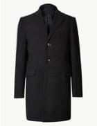 Marks & Spencer Cotton Rich Revere Coat Black