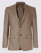 Marks & Spencer Pure Wool Harringbone Jacket Light Brown