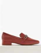 Marks & Spencer Leather Statement Heel Chain Detail Loafers Pink