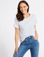 Marks & Spencer Pure Cotton Embroidered T-shirt Ivory Mix