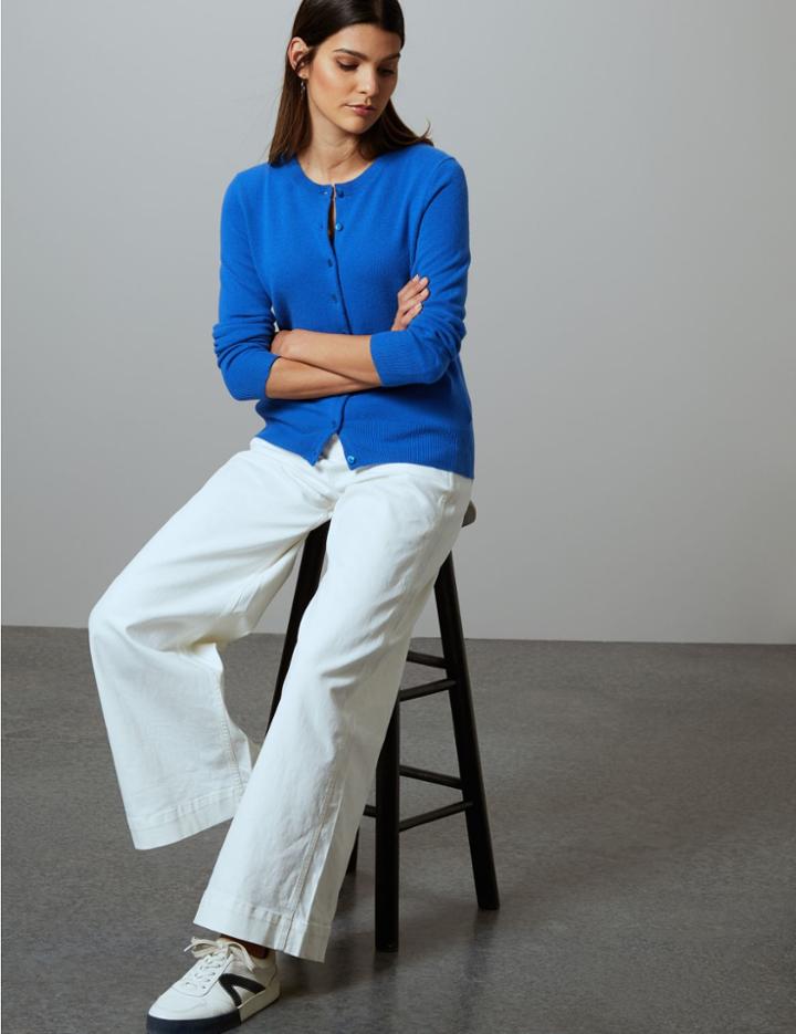 Marks & Spencer Pure Cashmere Button Detailed Cardigan Azure Blue