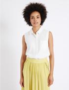 Marks & Spencer Linen Rich Sleeveless Shirt White