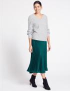 Marks & Spencer Pleated A-line Midi Skirt Teal