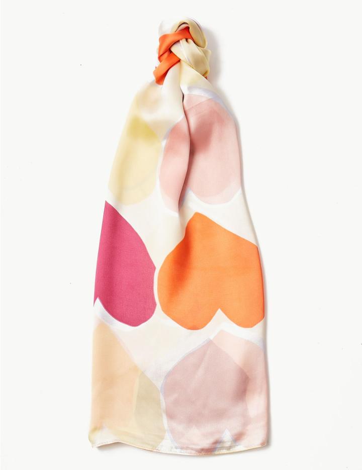 Marks & Spencer Heart Print Scarf Cream Mix