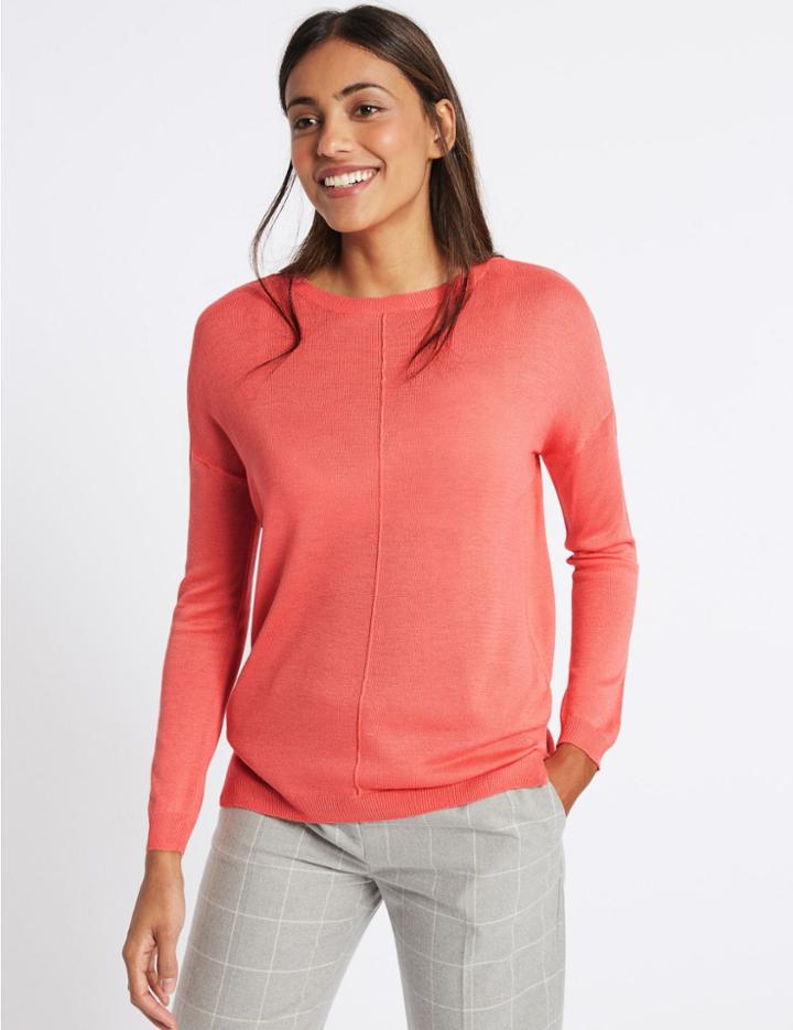 Marks & Spencer Centre Seam Round Neck Jumper Watermelon